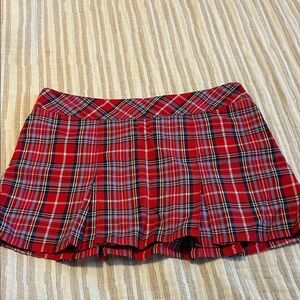 Abercrombie & Fitch Red Plaid Skater Skirt